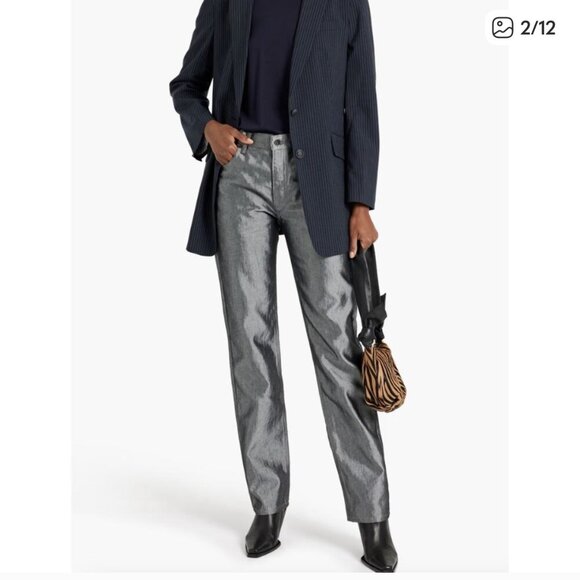 Rag & Bone Piper Shimmer Metallic Low-Rise Jeans - Picture 1 of 10